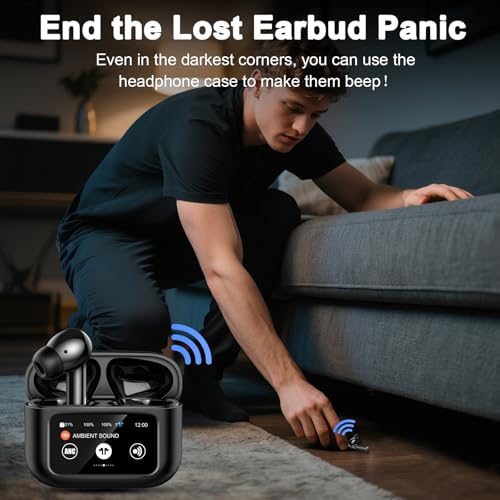 Auriculares Inalambricos Bluetooth, HiFi Estéreo Auriculares Bluetooth 5.4 con Pantalla Táctil LED, 40H Cascos Inalambricos Bluetooth con 4 Mic, IP7 Impermeablem, Reducción de Ruido ANC/ENC/5 Modos EQ - imagen 9