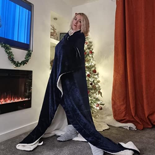 eBoutik - 2023 Keep Warm Sherpa Fleece Blanket - Large Reversible Warm, Soft & Fluffy Fleece Throw for Bed, Chair or Couch - Stocking Filler for Christmas or Birthdays (Blue)