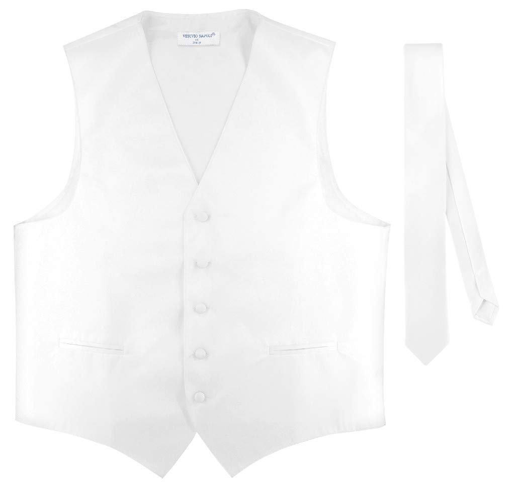 vesuvio napoli Men's Dress Vest & Skinny NeckTie Solid Pink Color 2.5" Neck Tie Set-picture-24