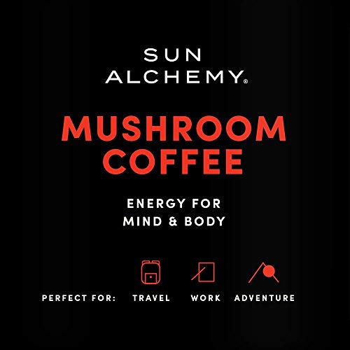 Sun Alchemy Mushroom Coffee, Energize With Organic Fair-Trade Coffee, Lion’s Mane, Reishi, Chaga & Cordyceps Mushrooms - 12 Sachets #TOP4