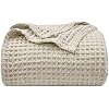 PHF Ultra Soft Waffle Weave Blanket para cama, tamaño Queen, Color Light Khaki/Linen miniatura 2