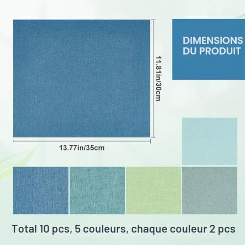 craspire 10 Feuille de Couverture de Livre en Lin de 13.7x11.8 Pouces 5 Couleurs pour Reliure de Livres A5 A8 Surface en Tissu avec Dos en Papier Fournitures de Reliure D'Archives Protecteur – vue 2