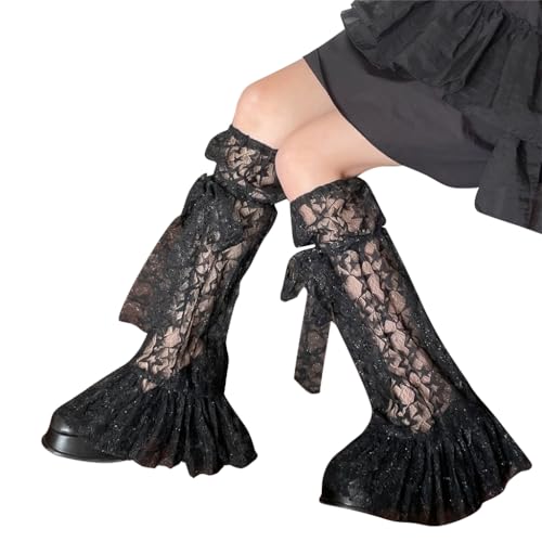 Womens Star Leg Warmers-Lolita Boot Stockings Japanese Lace Trim Long Leg Socks Fashion 80s Party Dance Legwarmers