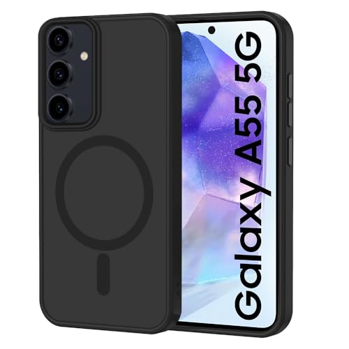 Image of SIZUKA Samsung A55 Magsafe Hard Back Case | Matte Design & 360 Protection | Military-Grade Samsung A55 Cover | Strong Magnet Back - Black