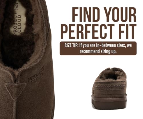 Image of Project Cloud Mens Slippers Genuine Leather Australian Shearling Slippers | Memory Foam Insole Non Slip Fuzzy Shoes Indoor Outdoor Warm Cozy Footwear Everyday Comfort Soft Lining Cushioned Sole Easy On