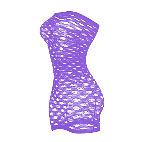 Vorifun Sexy Womens Strapless Fishnet Lingerie Sleepwear Mini Dress Tube Chemise Bodysuit One Size thumb #2