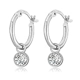 Pendientes de aro colgantes para mujeres y niñas, de plata de ley 925, con abalorios, pequeños baguette, redondos, lágrimas, trío de circonias cúbicas, perlas colgantes, cartílago, hélice, tragus