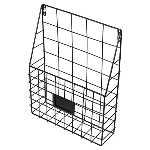 HINTRMENT Wall Mounted Metal Mesh Book Rack with Handle Capacity