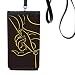 Culture Hand Pattern Phone Wallet Purse Hanging Mobile Pouch Black Pocket