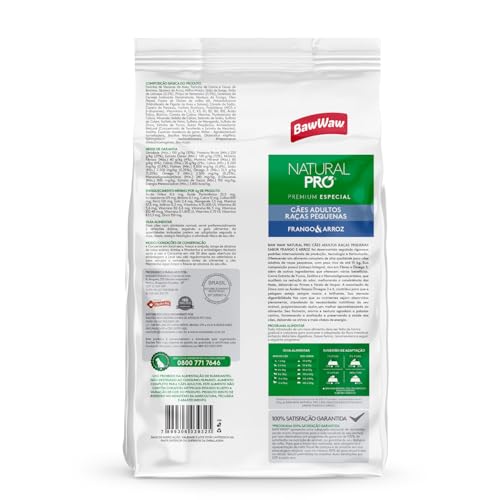 Ração Baw Waw Natural Pro para cães raças pequenas sabor Frango e Arroz - 10,1kg