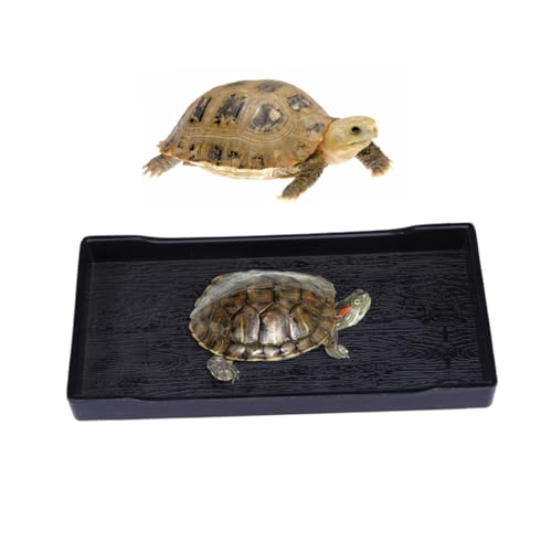HEMOTON Cuenco para Tortugas Pequeño Negro Diseño Profundo para Alimentación Bebida y Baño Antideslizante y Fácil Limpieza Suministros para Reptiles