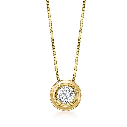 Ross-Simons 0.25 Carat Double Bezel-Set Diamond Solitaire Necklace In 14Kt Yellow Gold. 18 Inches #TOP18