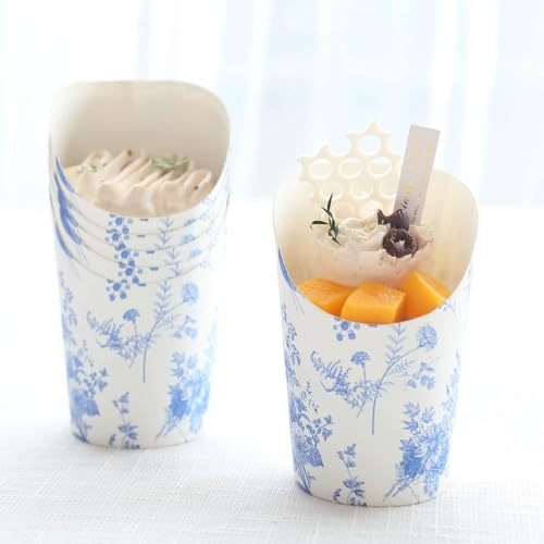 Efavormart White Blue Popcorn Cups