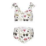 Paris Fashion Eiffel Tower Girls Swimsuits 2 Piece Swimwear Bikini Set Beach Bathing Suit for Summer Girl Kids 3T Multicolor