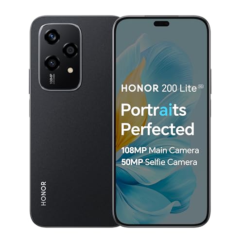 HONOR 200 Lite, Unlocked Mobile Phones, 5G Smartphone, 8GB+256GB, 6,7â Anti-Drop AMOLED Display, 108MP Triple Rear Camera, 50MP Front Came…