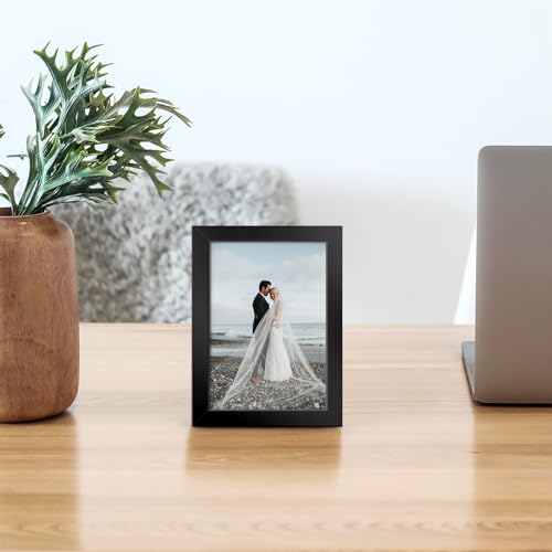 HappyHapi 4x6 Inch Picture Frames,Set of 10 Wooden Picture Frames, Tabletop or Wall Display Decoration for Photos, Paintings, Landscapes, Posters, Artwork (Black) - Thumbnail 6