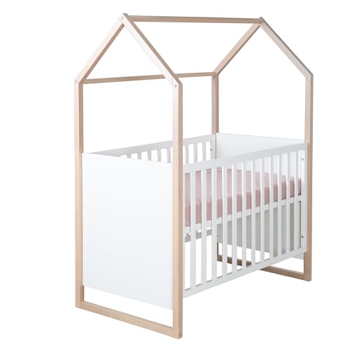 roba 2in1 Baby- & Beistellbett Cabane in Hausoptik - 60 x 120 cm - 6-fach...