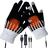 Guantes Calefactables USB Mujer Hombre, Guantes Calefactados por USB, Guantes de Calor USB con calefaccion, Pantalla Táctil y Control Temperatura,Guantescalefactables para Senderismo Camping Oficina