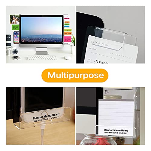 Monitor Memo Boards for Computer, Set of 2 (Left & Right) Multifunction Acrylic Screen Message Reminder Pad Side Panels Phone Holder - Utility Organizer for Office Desktop, Gift of 1 Pack Sticky Notes - Thumbnail 3