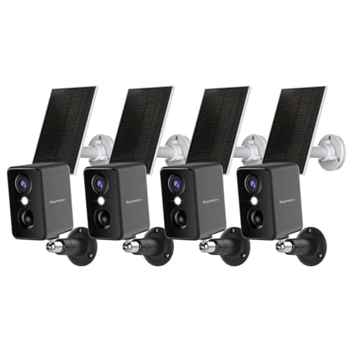 Septekon 2K Security Cameras Wireless Outdoor 4 Pack, Solar Battery Powered Camera with Two Spotlights, PIR Motion Detection Siren, Color Night Vision, 2-Way Audio, IP66 Waterpoof