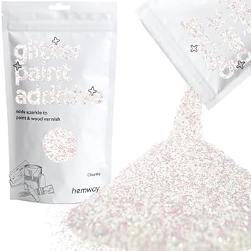 Hemway Glitter Paint Additive - Mother of Pearl Iridescent | Chunky Metallic Flakes for Adding Sparkle to Paints & Wood Varnish | Add to Emulsion, Acrylic & Latex for Indoor Sparkly Walls | 100 g