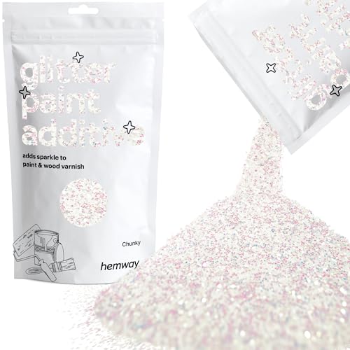 Hemway Glitter Paint Additive 100g / 3.5oz Crystals for Acrylic Emulsion Paint - Interior Wall, Furniture, Ceiling, Wood, Varnish, Matte - Chunky (1/40