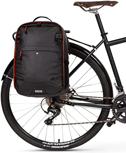 Two Wheel Gear - Pannier Backpack Convertible LITE (22 Litre) - Weatherproof 2-in-1 Bike Commuting and Laptop Travel Bag, Black Ripstop Recycled