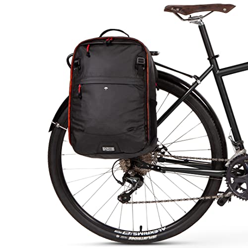 Two Wheel Gear - Gepäckträger-Rucksack Convertible Lite (22 Liter) – wetterfest, 2-in-1 Fahrrad-Pendeln und Laptop-Reisetasche, schwarz Ripstop-Recycling..