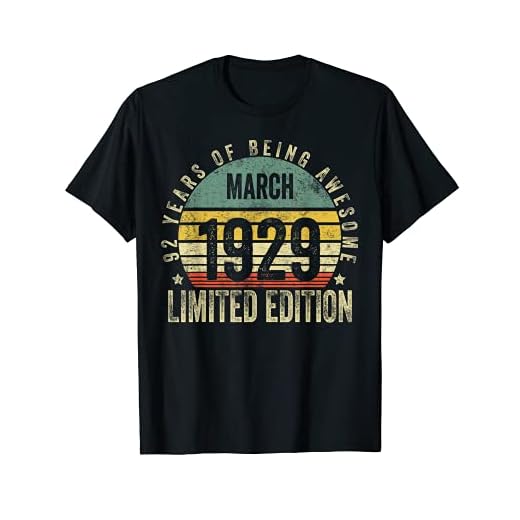 92 años de edad regalos marzo 1929 edición limitada 92 cumpleaños Camiseta