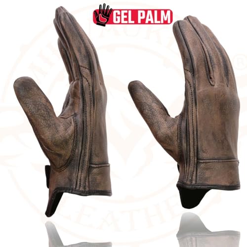 Milwaukee Leather MG7512 Men’s Distressed Brown Light Lined Cruiser Glove w/Gel Palm (Medium) by Milwaukee Leather - Image 2
