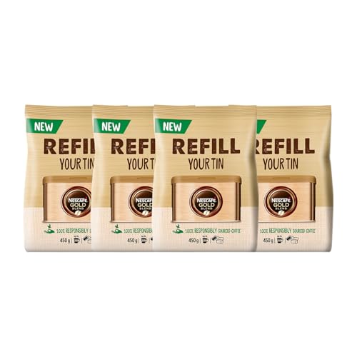 Image of NESCAFÉ Gold Blend Instant Coffee Refill 450g – Premium Medium Roast Coffee Granules, Smooth & Rich Aroma, Responsibly Sourced, Easy Tin Refill Pouch,Pack of 4