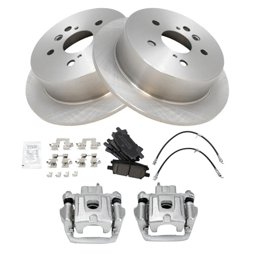 Image of TRQ Rear Brake Pad & Rotor Kit Ceramic Compatible with 2004-2006 Lexus RX330 2006-2007 RX400h Toyota Highlander