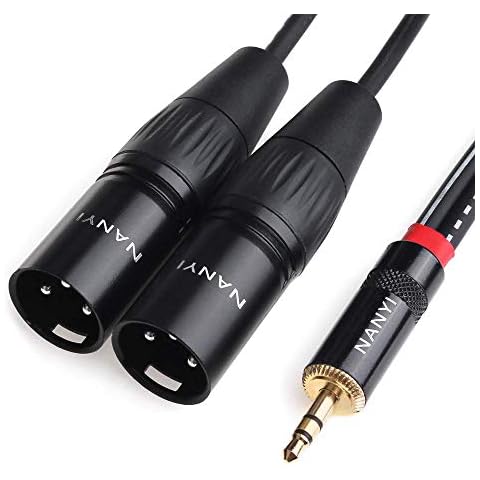 NANYI XLR microphone splitter audio Cables 3.5mm To 2XLR Male TRS Stereo Male to Two XLR Male Interconnect Audio Microphone Cable, Y Splitter Adapter Cable -3 Meters Cover