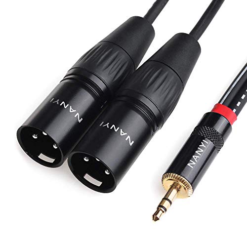 NANYI XLR Mikrofon Splitter Audiokabel 3,5 mm bis 2XLR-Klinkenstecker (3,5-2XLR M -5Meters)