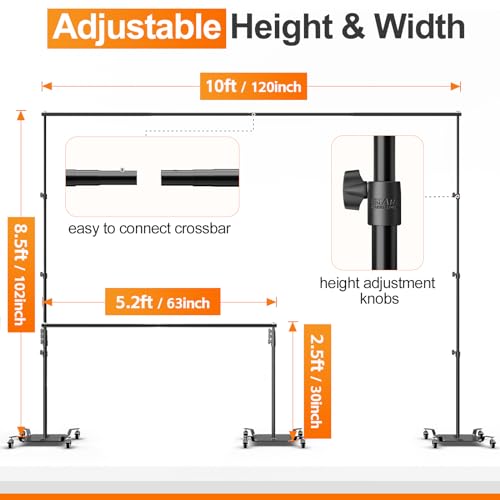 EMART Backdrop Stand with Wheel 8.5x10ft Adjustable Photo Background Holder by EMART - Used condition - Image 3