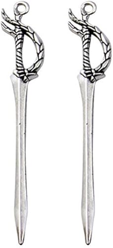 Miniatura 9 de 10 dijes de espada de caballero de metal antiguo de plata, colgantes, collares, fabricación de joyas, manualidades (enviar al azar)