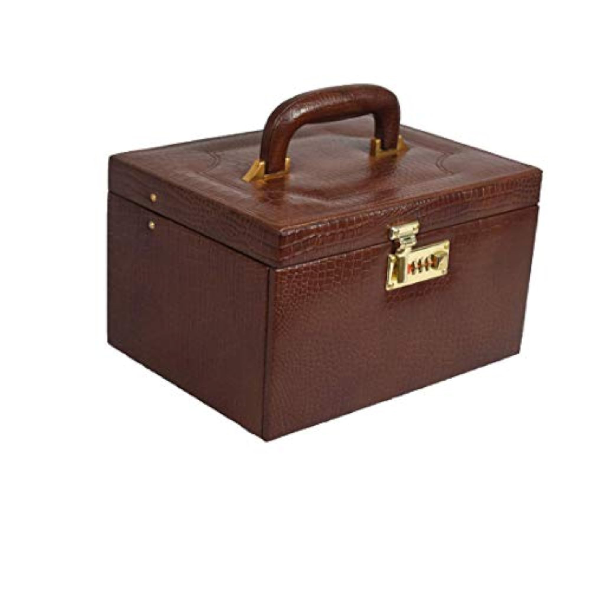 Genuine Four Tray Vanity Jewellery Box with Combination Lock