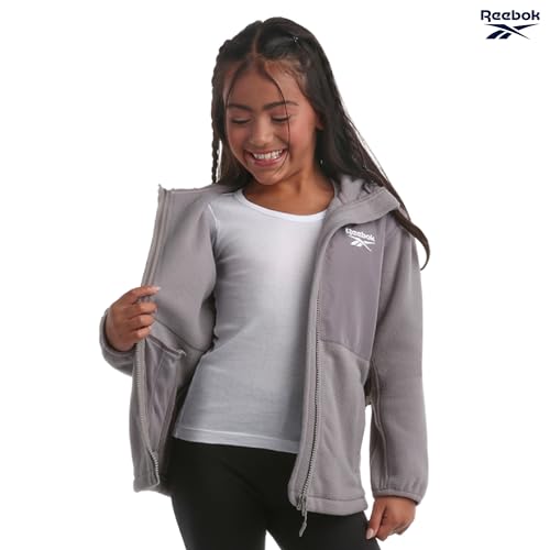 Image of Reebok Girls Fleece Jacket - Weather Resistant Lightweight Polar Fleece Line Zip Up Fleece Jacket for Girls Outerwear Coats