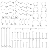Heclia 72 Pcs Piercing Retainer Clear Piercings Invisible Piercing Jewelry