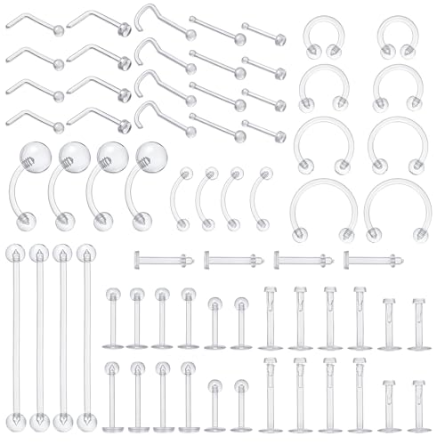 Heclia 72 Pcs Piercing Retainer Clear Piercings Invisible Piercing Jewelry