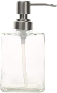 1PC Transparent Square Glass Empty Pump Dispenser Bottles Jar Pot Container For Body Wash Shower Bathroom Liquid Lotion Cosmetic Soap Cream Makeup Foundations(250ML / 8oz)