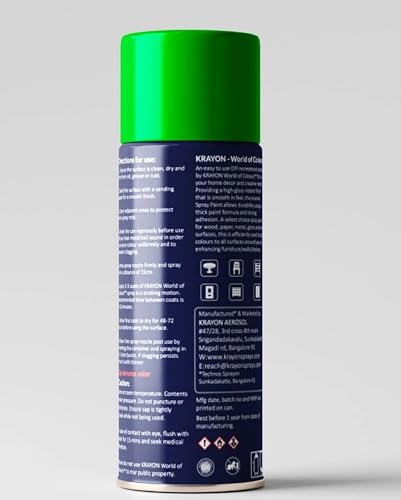 Image of BANNA Krayon Green Acrylic Spray Paint 400 ml | Quick Dry Rust-Resistant Multi Surface Aerosol Spray Paint for Metal, Wood, Plastic, Glass, Furniture & DIY Projects