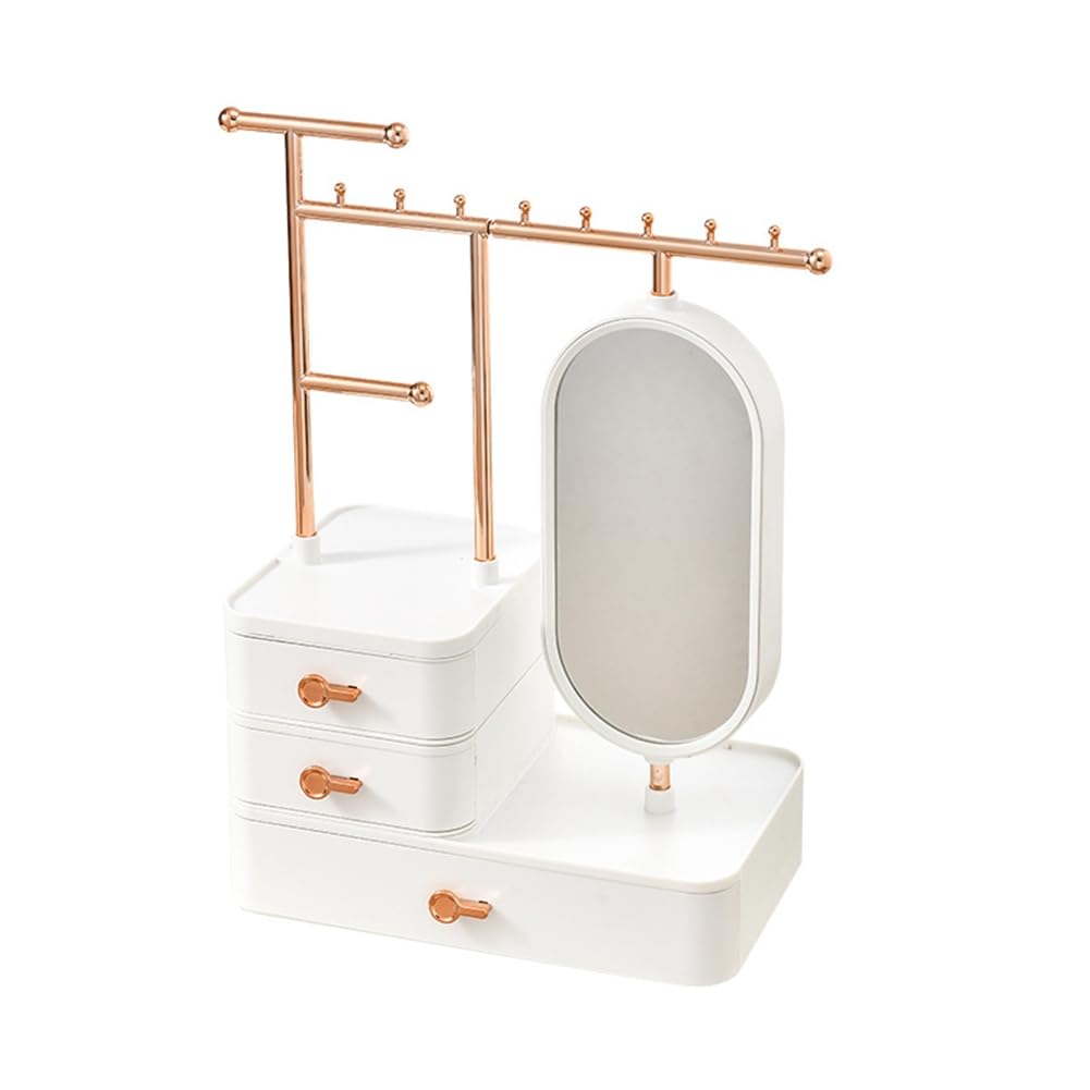Boîte à bijoux avec miroir et tiroir de rangement bagues et colliers