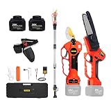 T TOVIA Cordless Electric Pruner Kit, 1.6 Inch Pruning Shears and 5 Inch Handheld Electric Chain Saw