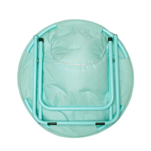 Urban Shop Faux Fur With Holographic Trim Foldable Saucer Chair, Teal #TOP5