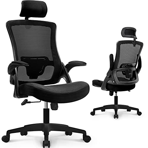 Neo Chair Dbs-H High Back Mesh Headrest Adjustable Height And Ergonomic Design Home Office Computer Desk Executive Lumbar Support Padded Flip-Up Armrest Swivel Chair (Black) #TOP22