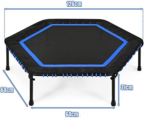 Maxmass 50'' Fitness Trampoline, Trainer Exercise Rebounder with Safety Pads and Bungee Cords, Indoor Aerobic Workout Rebounder for Kids and Adults