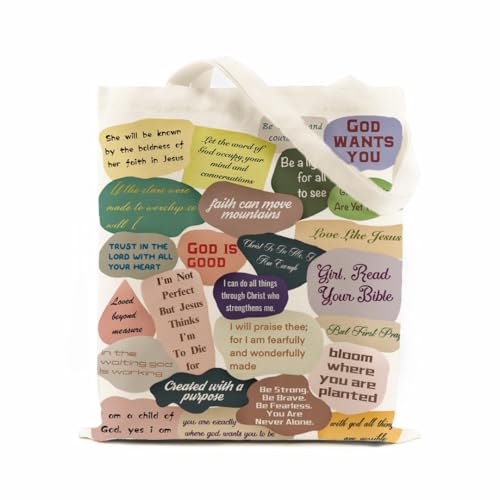 Odebyata Christian Tote Bag With Inner Pocket, Aesthetic Canvas Tote
