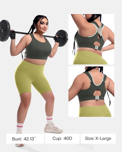 Image of Adjustable High Impact Sports Bras Molded Cup Plus Size Bra for Large Bust Women Running Workout Gym Fitness
