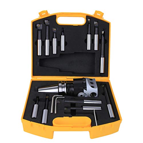 Juego de cabezales de mandrinar para cabezales de mandrinado, juego de cortadores de mandrinado CNC Kit de herramientas de fresado de alta dureza 40CR F1-18 Di�metro de cabeza de 75 mm(BT40)